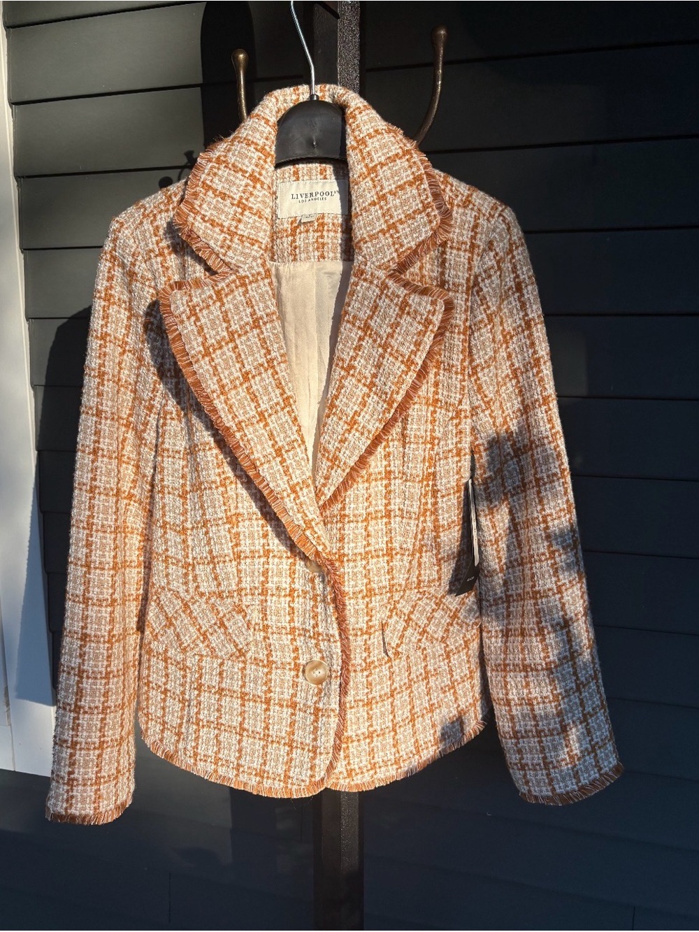 Liverpool Gold, Khaki and White Plaid Tweed Blazer NWT